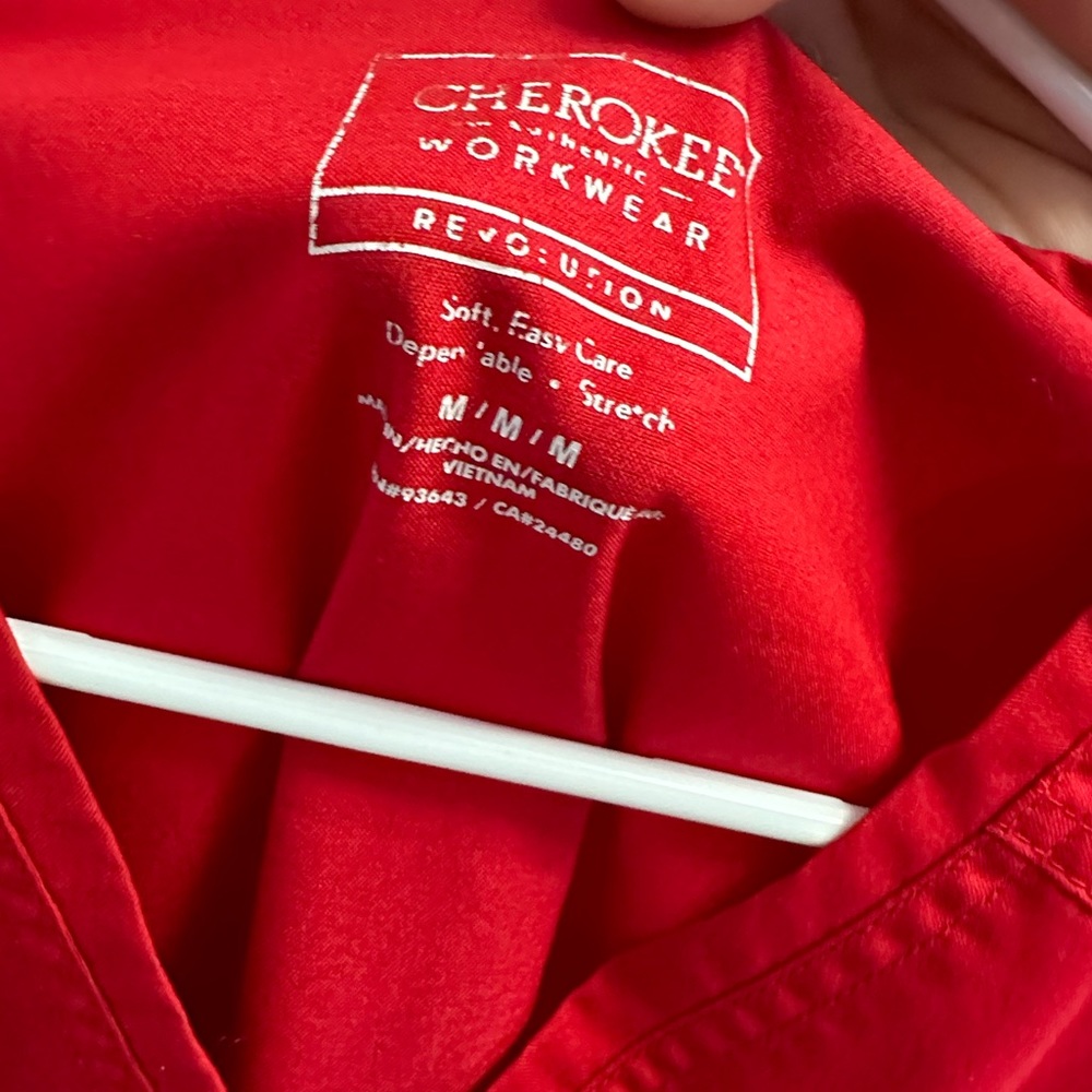 Woman’s cherokee scrub shirt-red. Size medium.